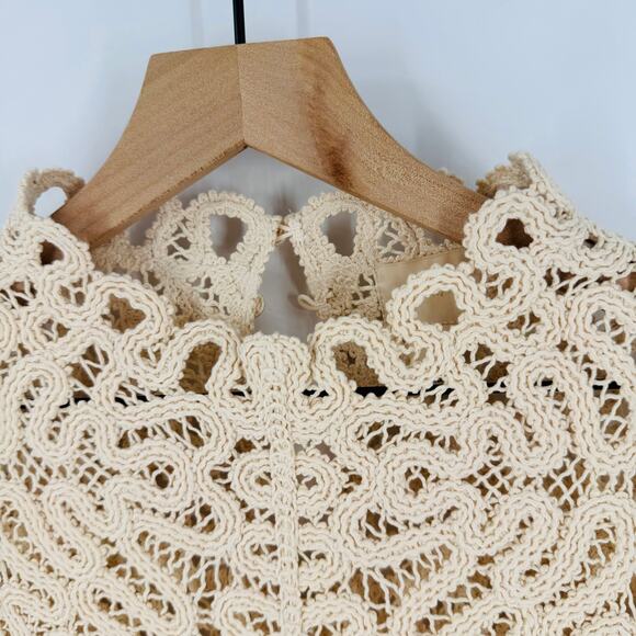 H&M Cream Crochet Look Sleeveless Textured Lace Knit Tank Top High Neck Size XXL - Picture 6 of 8